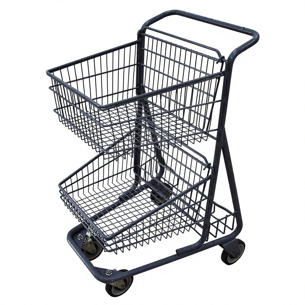 Wózek na zakupy do supermarketu z podwójnymi koszami